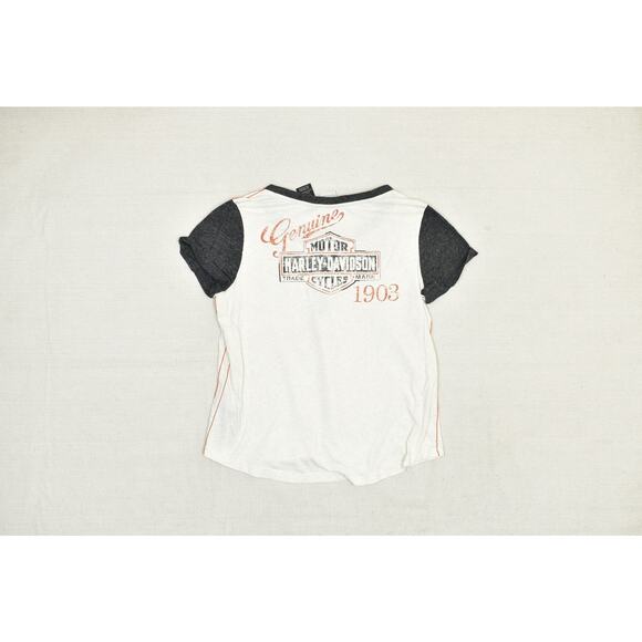 Harley-Davidson Women's Henley T-Shirt Gray White Size XL - Picture 2 of 8